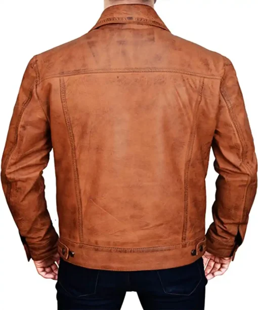 Men Tan Brown Biker Leather Jacket
