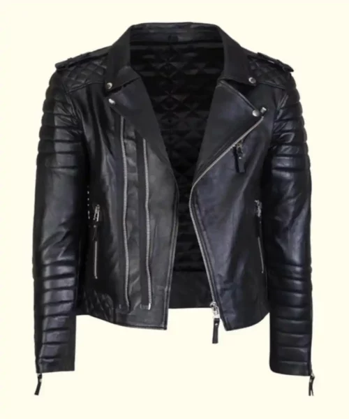 Mens Quilted Motorcycle Leather Jacket