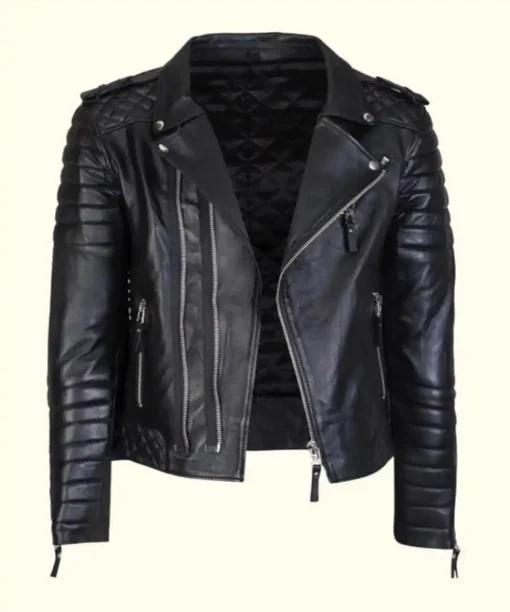 Mens Quilted Motorcycle Leather Jacket | Quilted Black Leather Jacket