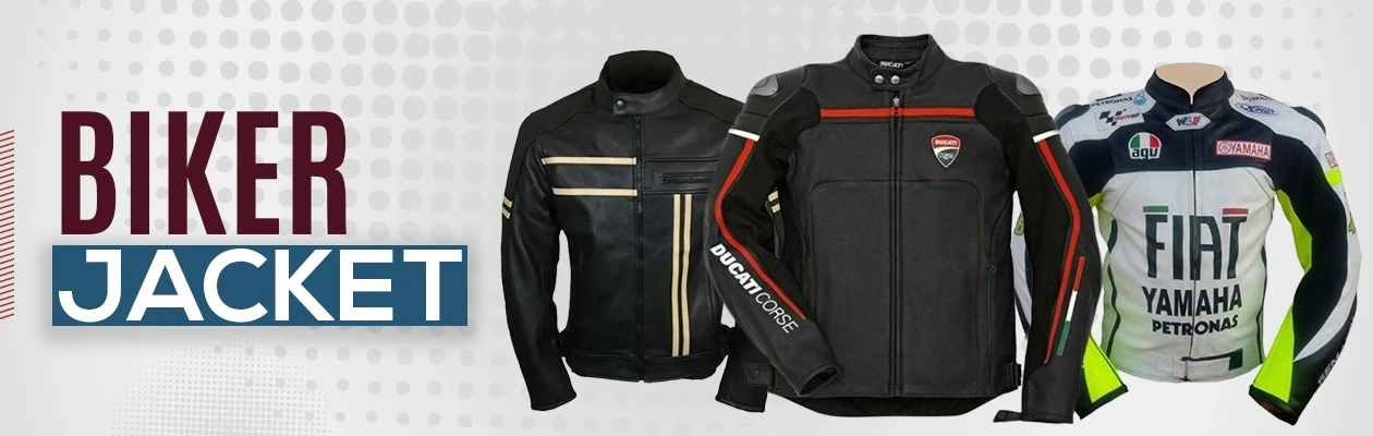 Biker real leather jackets Shop Category Banner