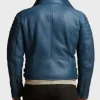 Blue Biker Leather Jacket