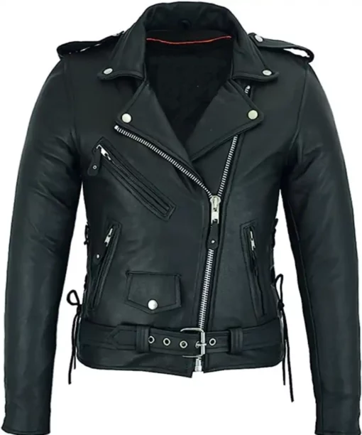 Women Classic Motorcycle Leather Jacket