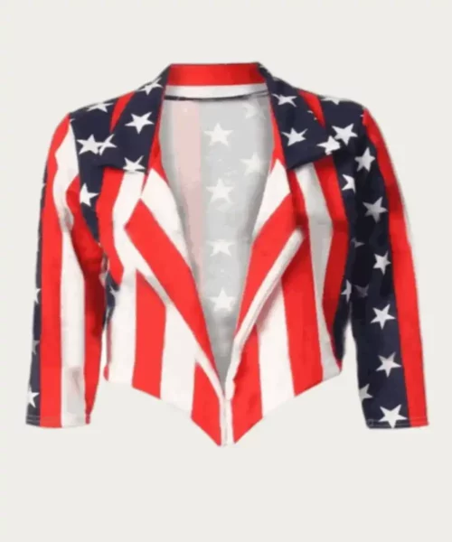 American Flag Cropped Jacket for Women
