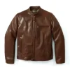Men Brown Racer Leather Jacket