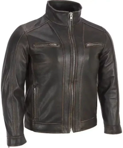 Mens Black Rivet Leather Jacket