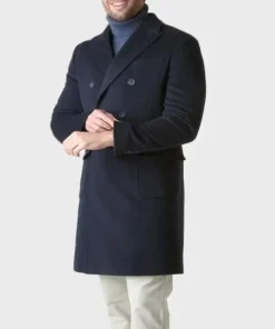 Mens Blue Wool Coat
