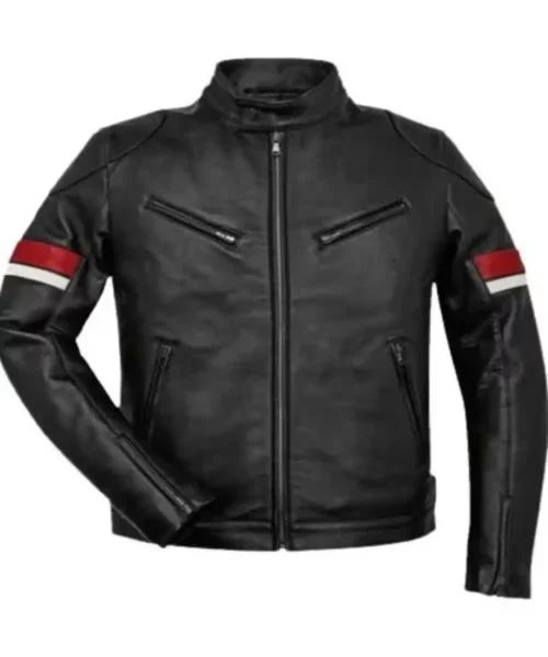 Mens Striped Cafe Racer Jacket