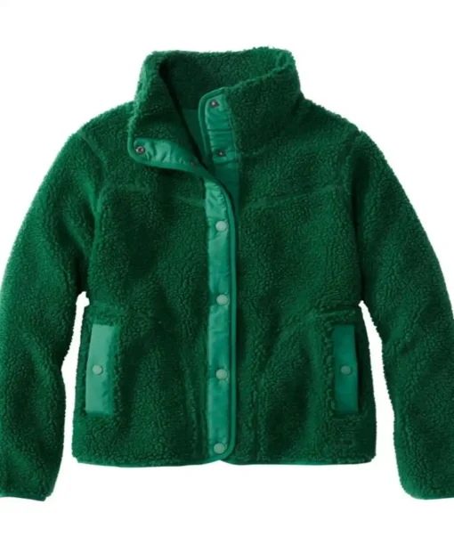 Women Sherpa Green Jacket
