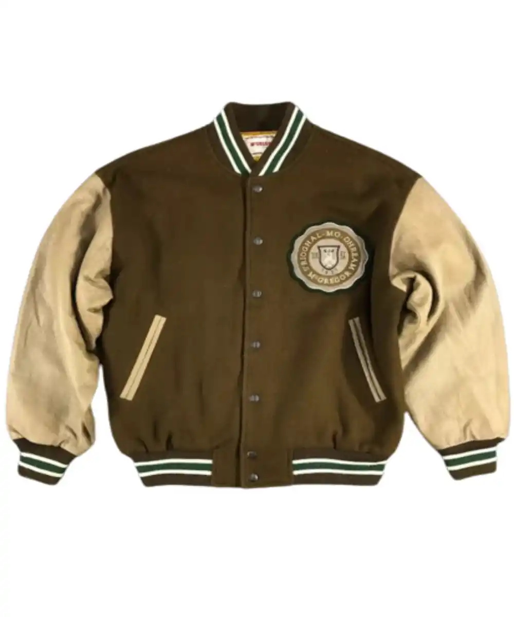 Brown Varsity Jacket | Vintage Brown Varsity Jacket - Jacketars