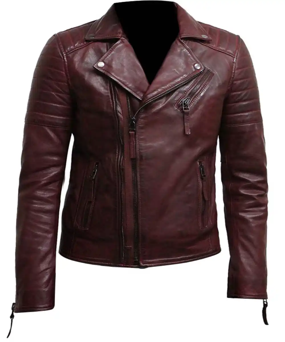 Burgundy Leather Jacket | Men Burgundy Jacket - Jacketars