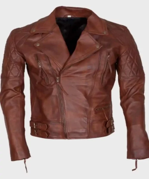 Mens Distressed Brown Motorcycle Jacket