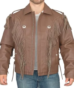 Fringe Brown Leather Jacket