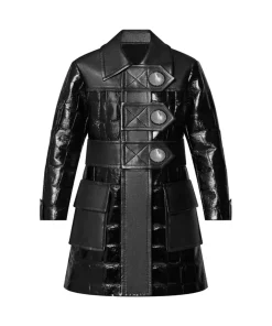 LV Mixed Stud Button Leather Coat