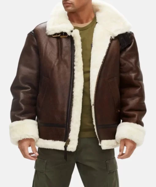 Mens Chocolate Brown Shearling Jacket