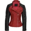 Women Black and Red Leather Jacket