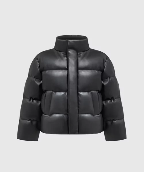 Faux Leather Puffer Jacket