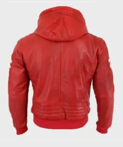Men Red Hooded Bomber Jacket