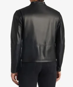 Unisex Zip-Up Black Leather Jacket
