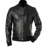 Men Black Bomber Leather Jacket