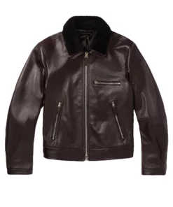 Men Brown Fur Leather Jacket