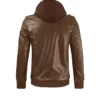 Men Brown Hooded Leather Jacket