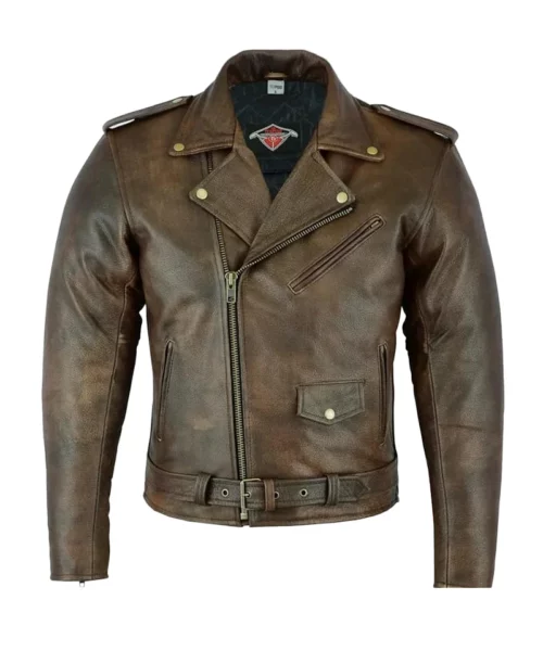 Men Brown Motorbike Leather Jacket