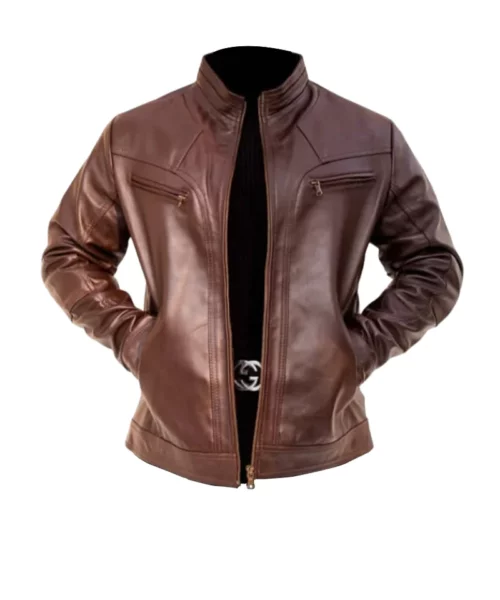 Men Classic Cafe Racer Leather Jacket