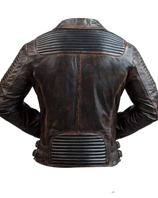 Men's Distressed Brown Leather Motorcycle Jacket