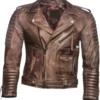 Men's Distressed Quilted Leather Jacket