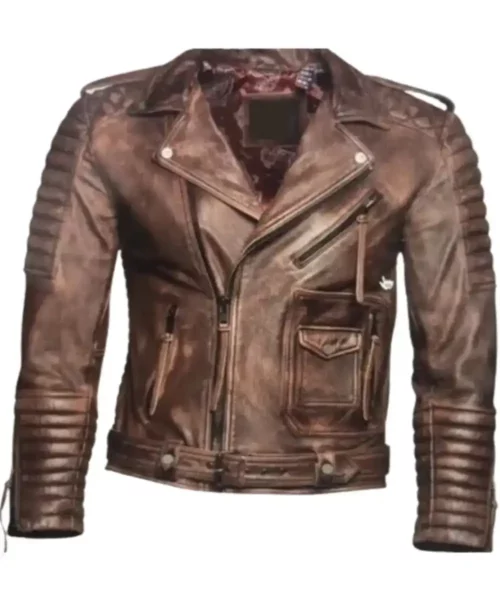 Men's Distressed Quilted Leather Jacket