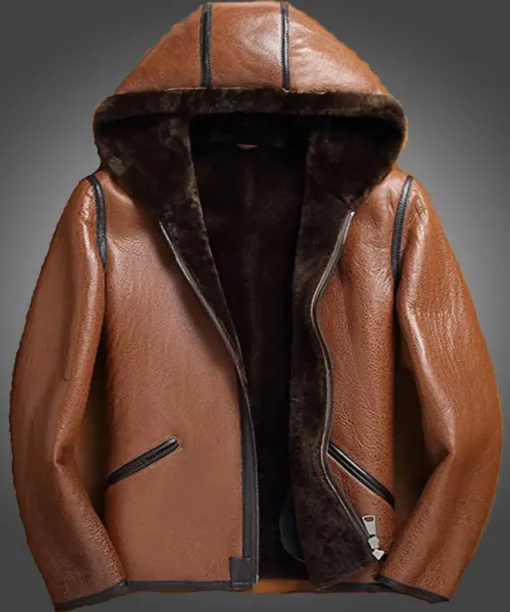 Mens Hooded Brown Jacket