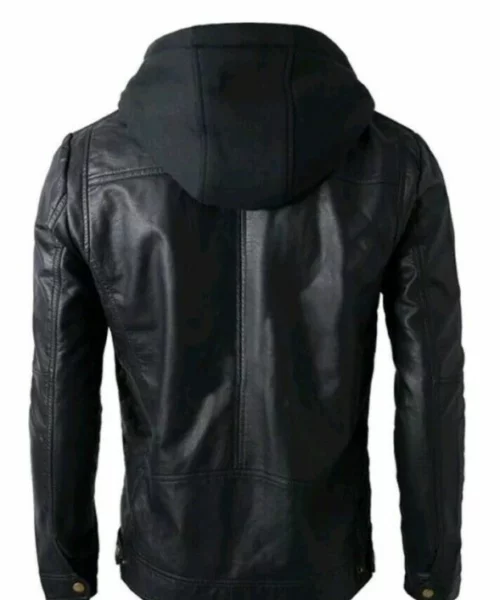Mens Hooded Leather Jacket