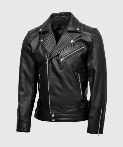 Mens Quilted Motorcycle Leather Jacket