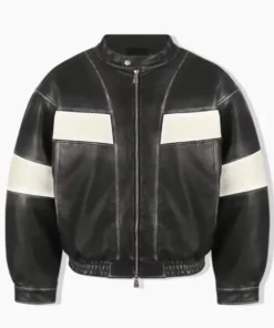 Oversize Vegan Leather Racing Jacket