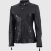 Women Black Cafe Racer Jacket