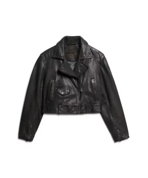 Women Cropped Biker Jacket