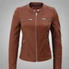 Womens Detachable Cafe Racer Leather Jacket