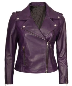 Women’s Purple Moto Leather Jacket