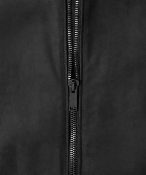 Men Snap Tab Black Leather Jacket'