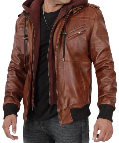 Mens Brown Edinburgh Leather Bomber Jackets