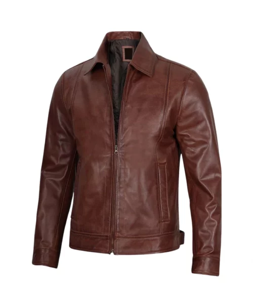 Mens Harrington Brown Real Leather Jackets