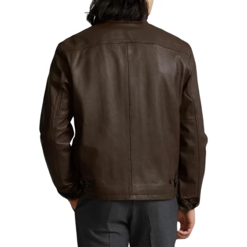 Mens Simple Brown Leather Jacket