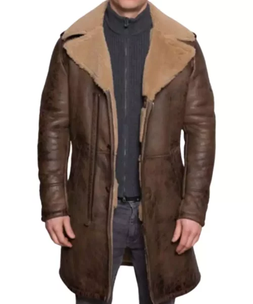 Brown Genuine Leather Fur Coat For Winter