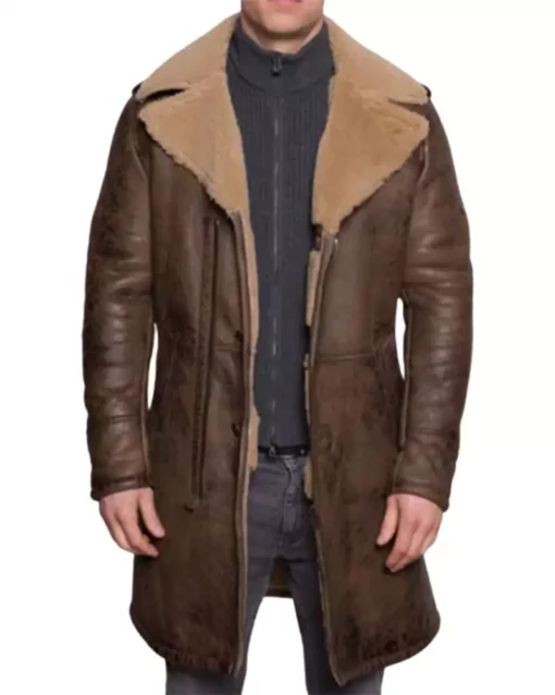 Brown Genuine Leather Fur Coat For Winter