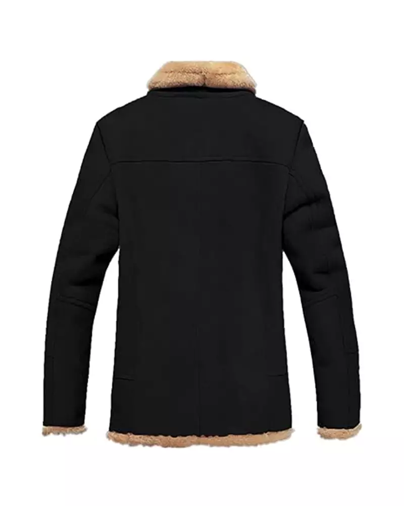 Men's Casual Lapel Suede Coat With Warm Fur Collar