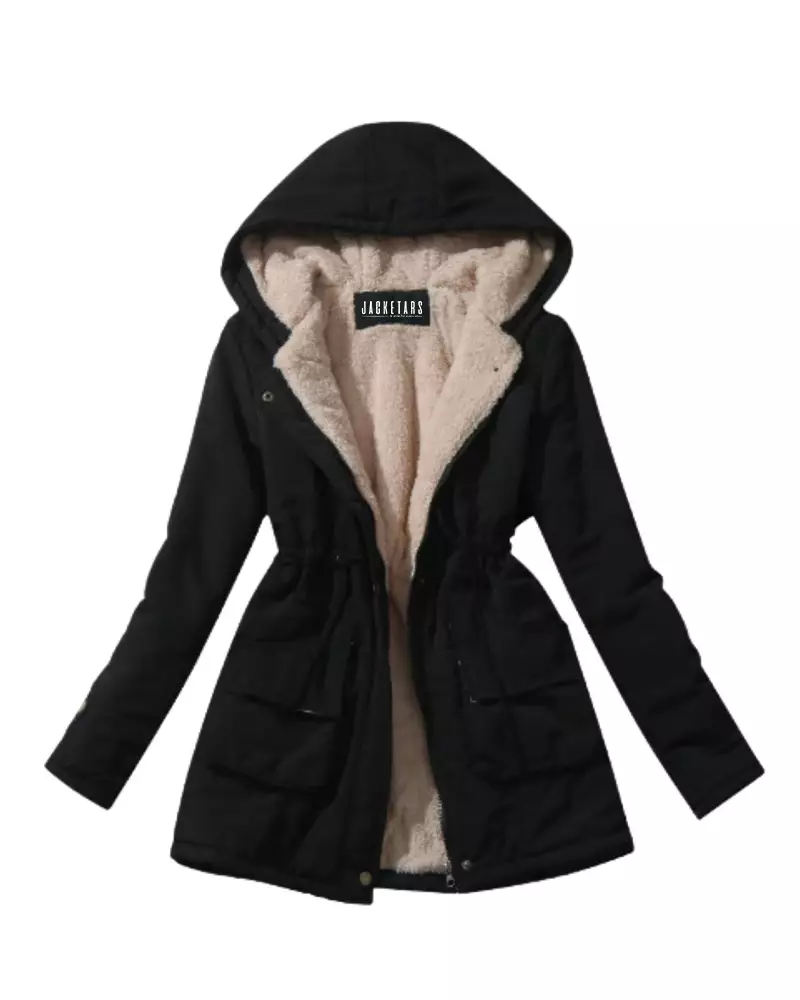 Winter Drawstring Waist Fur Coat With Zip Up Hoodie - Jacketars