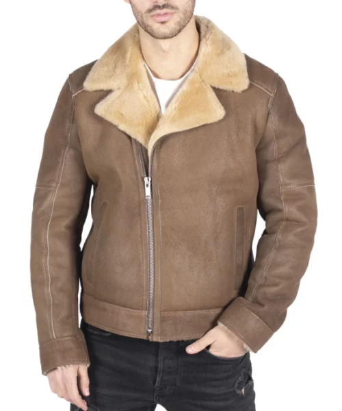 ens Genuine Sheepskin Leather Cross Zip