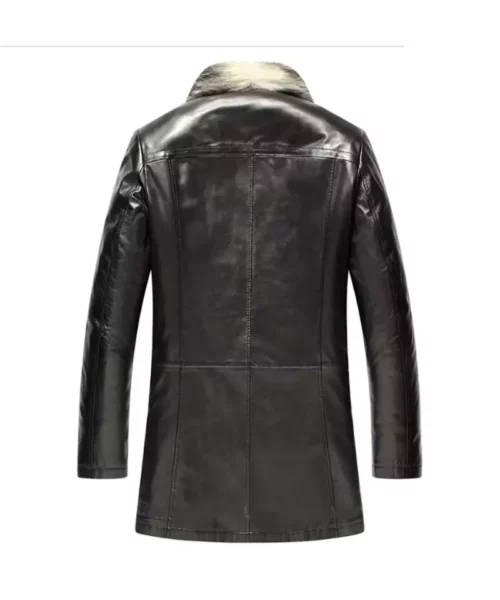 Brown Sheepskin Leather Shearling Fur Coat For Men