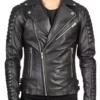 Armand Black Leather Biker Jacket