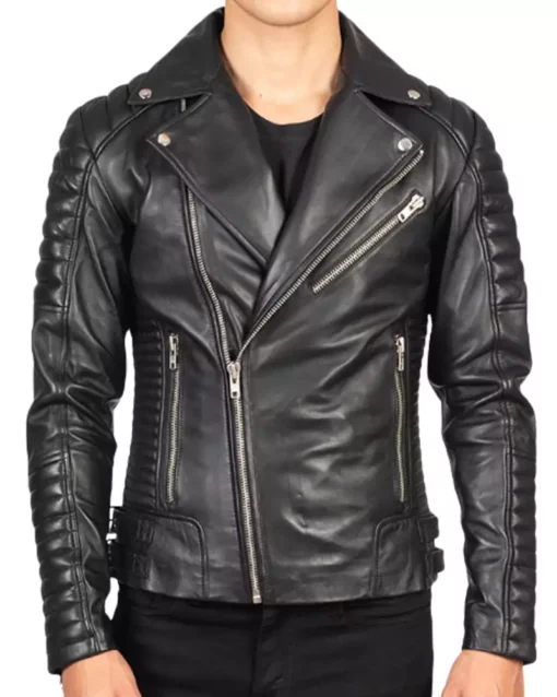 Armand Black Leather Biker Jacket